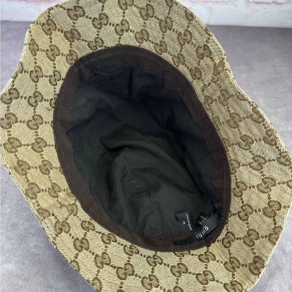 Gucci Vintage Web Khaki GG Bucket Hat M